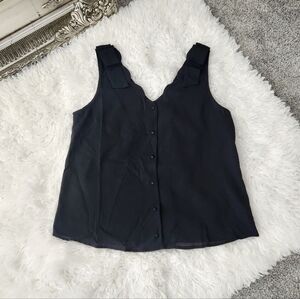 Andree by Unit Button Down Scalloped Edge Tank. Black. Size Medium. New.